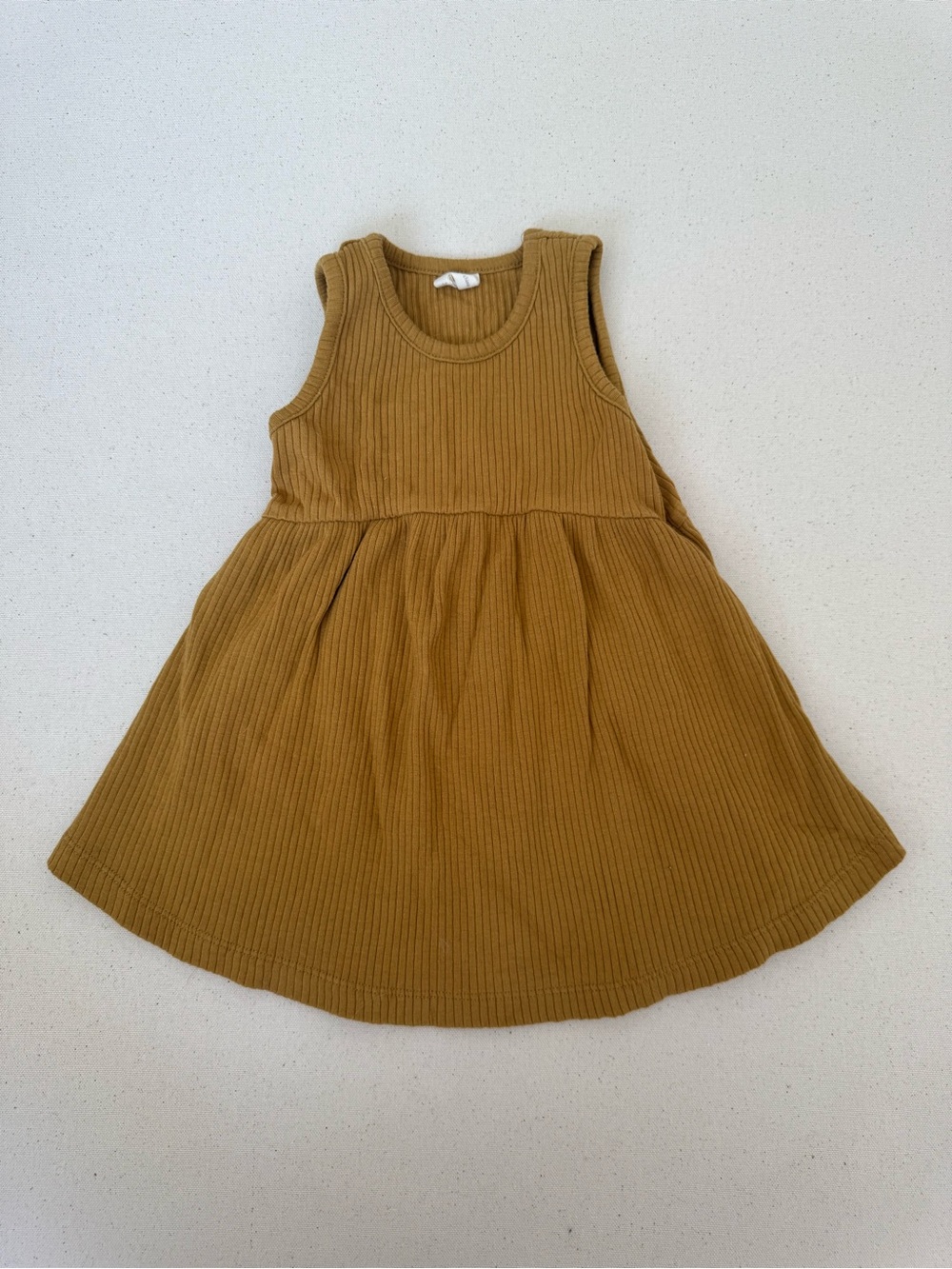 Quincy Mae 12-18 months Girls' Mustard Ribbed Tank Dress